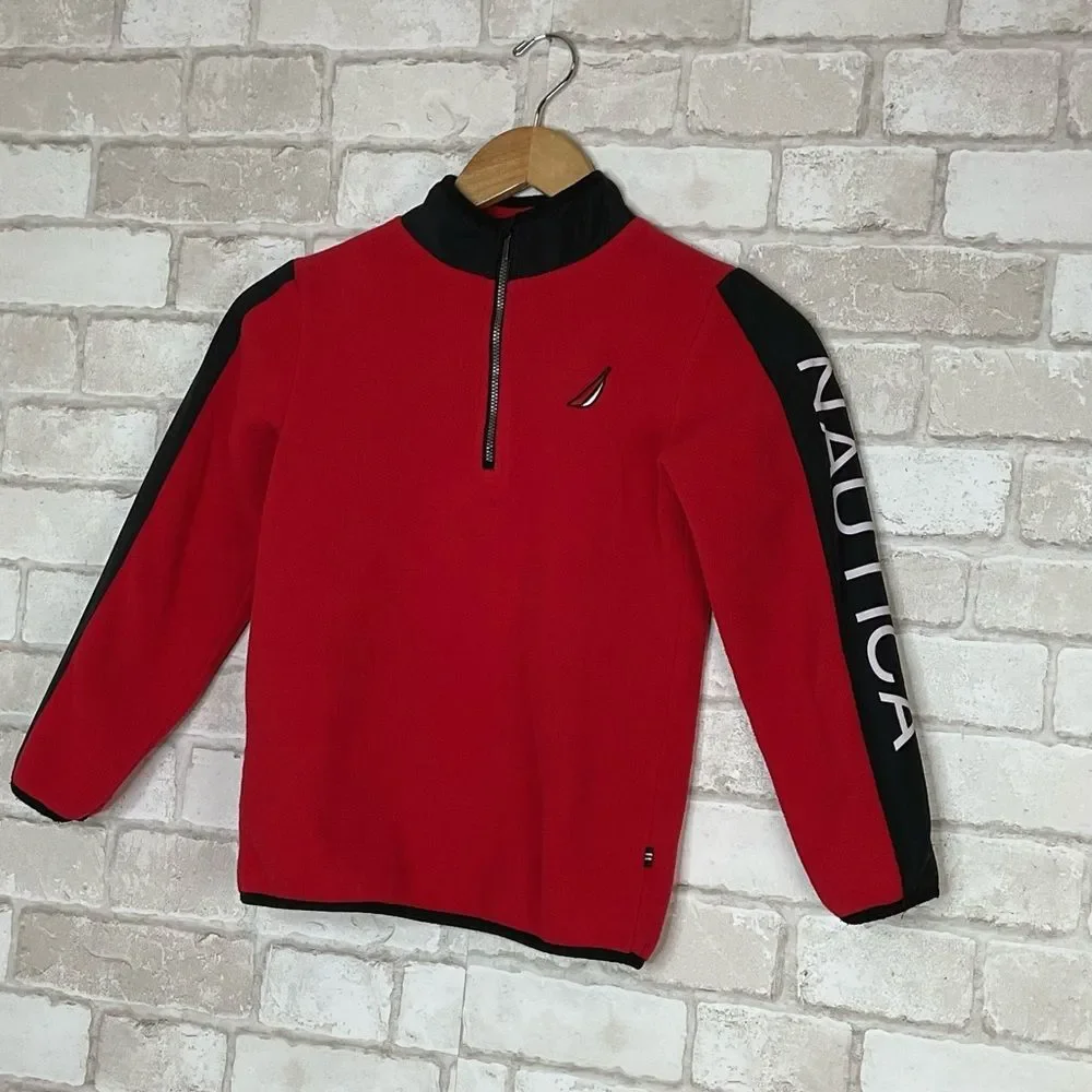 Nautica Kids Red & Black Quarter-Zip Sweater Size 7